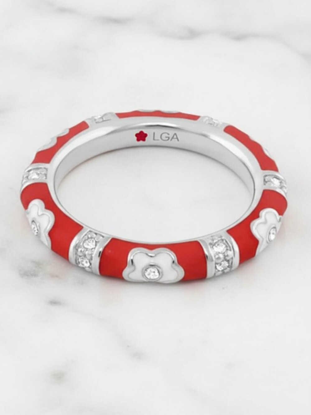 Red "Daisy Love" Stackable Ring